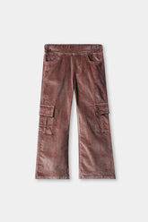 Girls Wide Leg Golden Brown Velvet Six Pocket Trouser